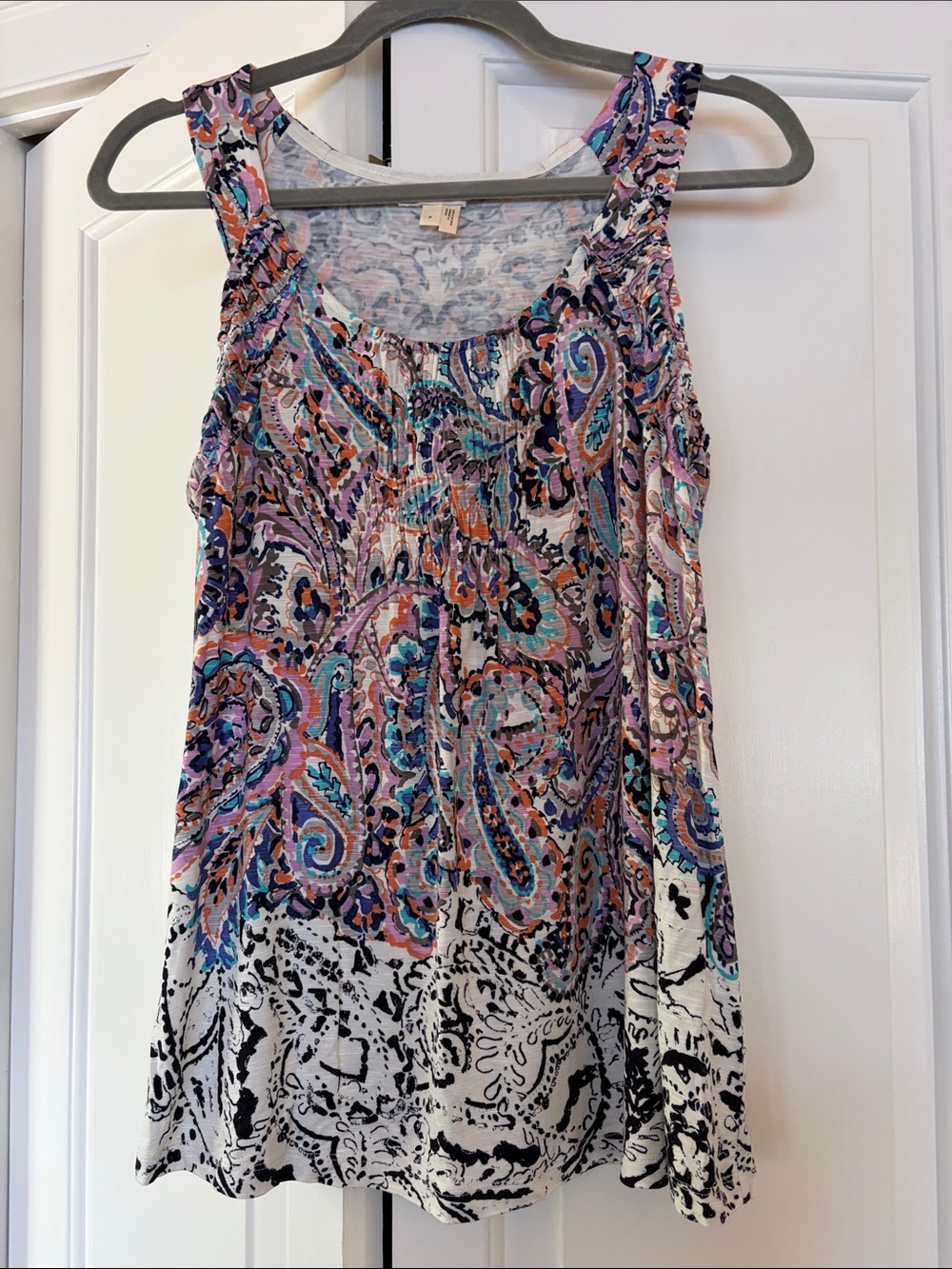 Meadow Rue Paisley Print Tank Top — Purple, Teal, Peach, Black
